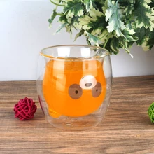 3D Творческий Стекло чашка панда инновационные пива 2-х уровневые термостойкие двойными стенками Кофе чашка утро стакан для молока стаканы для сока H