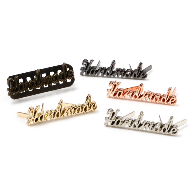 5 Sets Handmade Letter Metal Labels Tag DIY Craft Handmade Sewing Decoration Labels Tags For Jeans Shoes Bags Hand Made Labels 1