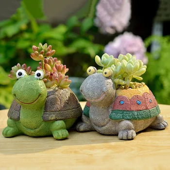 

1pc Cute Cartoon Turtle Planter for Succulents Decorative Desktop Flower Pot for Mini Bonsai Home Garden Decoration