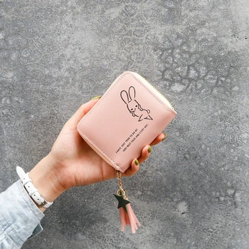 

2020 New Women Small Wallets Lady Short Zipper Tassel Rabbit Wallet Fashion Korean Style Purse for Coins Card Bag Carteira