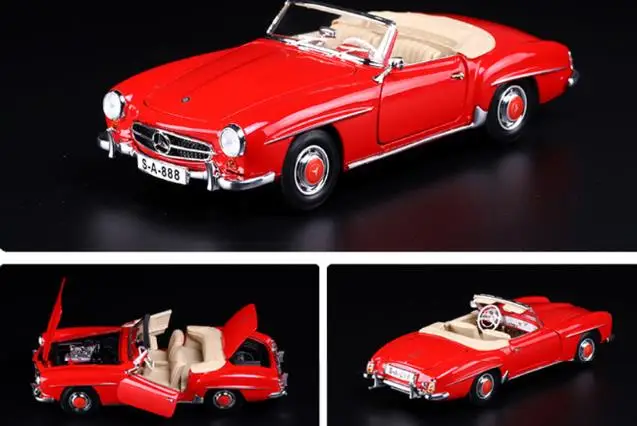 1955 190SL red 1:18 Масштаб имитация сплава антикварная модель автомобиля Benz 90s 500k 280SE 300s 190SL Классическая литая под давлением винтажная модель автомобиля коллекция подарок - Цвет: 1955 190SL red
