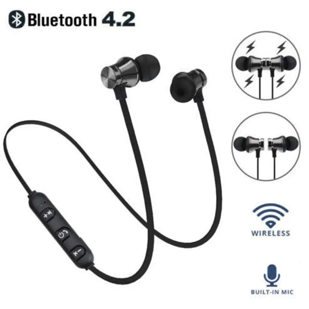 

Fanshu Bluetooth Earphone Wireless Metal Bass Stereo Magnetic Headphones Sport Phone Calling Hands Free In Ear Headset With Mic