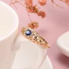 Kinel Blue Natural Zircon 585 Rose Gold Ring Hollow Crystal Flower Ethnic Bride Wedding Rings for Women Vintage Fine Jewelry ► Photo 3/6