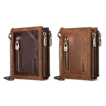 

Men's Genuine Leather RFID Wallet Credit Card Holder Key Chain Purse Change Pock M6CC