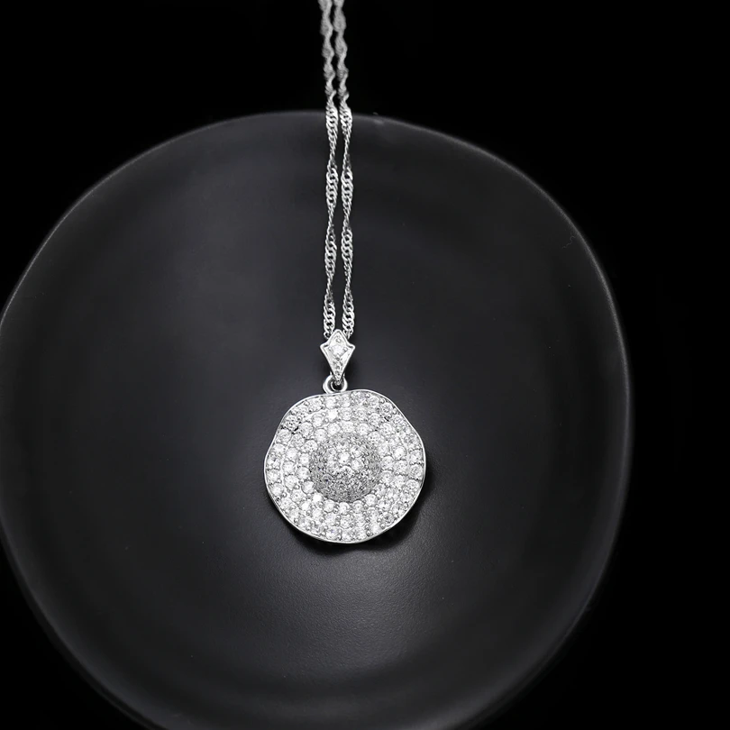 Геометрическое круглое серебряное ожерелье-чокер для женщин, кубический цирконий, кристальная цепочка, ожерелье, подарок для лучшего друга - Окраска металла: AK0015