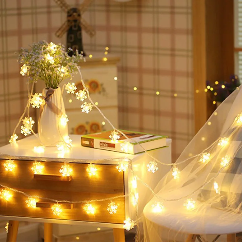 Snowflakes String Light LED Christmas Tree Decor for Home Hanging Garland Ornament Navidads Xmas New Year Gift | Дом и сад