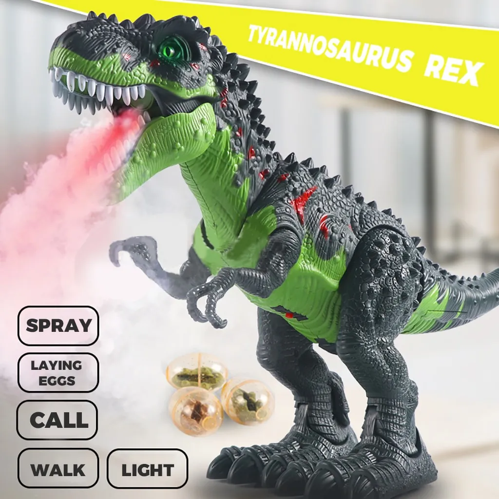 Remote Control Dinosaur Robot Walking Toy With Sound Light Educational Toys Spray Fire Dragon Electric Model Doll For Kids Gift