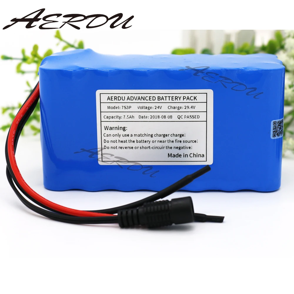 

AERDU 7S3P 24V 7.5Ah 29.4V Li-ion Battery Pack Electric Unicycles moped ebike Scooters light bicycle power wheelchair with BMS