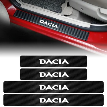 

4PCS Car Door Sill Stickers Carbon Fiber Protector Decal Dacia Emblem for Renault DACIA Duster Megane Zoe Koleos Scenic Logan