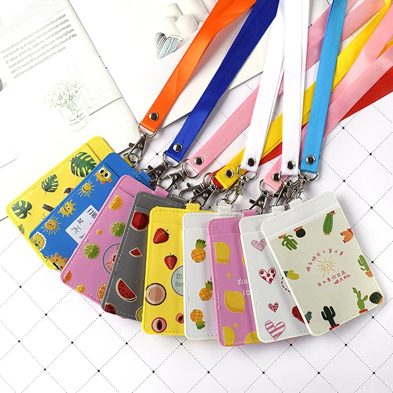 Badge Wallet Lanyard Business-Card-Cover Id-Holder Travel-Bank Credit-Card Student Cartoon