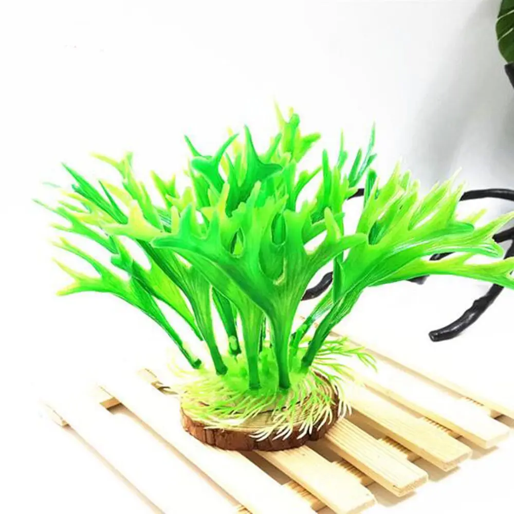 1PCS Green Популярные 10 шт./компл. искусственные водные растения аквариумных Пластик украшение Зеленый Фиолетовый водяной траве просмотра украшения - Цвет: 1PCS Green