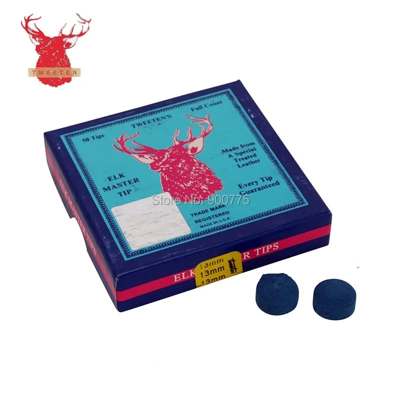 원래 엘크 마스터 블루 큐 팁 50 개/상자 9mm/10mm/11mm/13mm 풀 &amp; 스누커 큐 tios