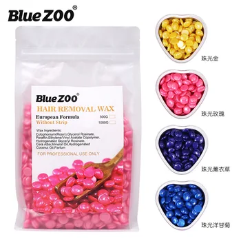 

Cross-Border Hot bluezoo-Free Paper Fast Painless Torr Wool Wax Beans Pearlescent Waxes 500g Bag 4 Color