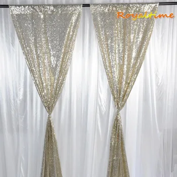 

Royaltime 2x8.5ft Light Gold Sequin Backdrops Party Wedding Photo Booth Background Decor Sequin Curtains Drape Sequin Panels