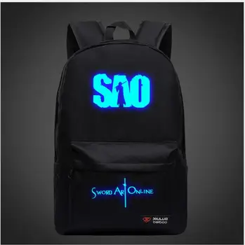

New SAO Sword Art Online School Bag noctilucous Luminous backpack student bag Notebook backpack Daily Mochilas Glow in the Dark