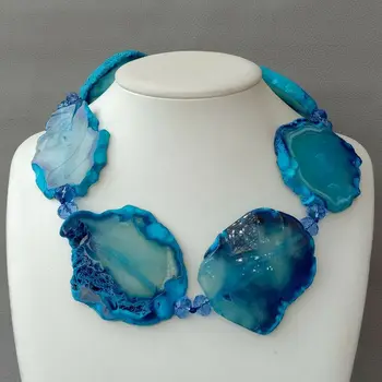 

21'' 57mmx67mm Big Blue A1gate Slice Necklace