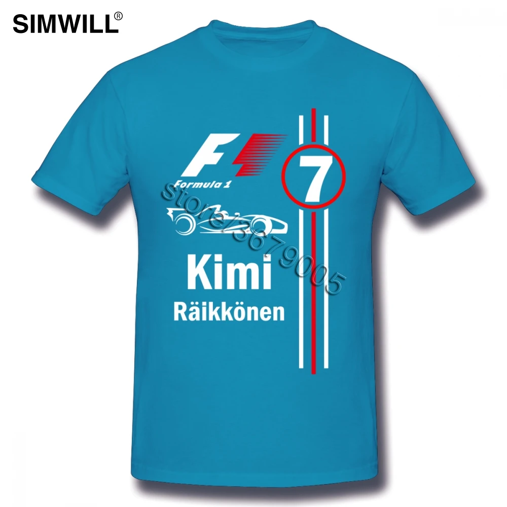 Модная футболка Kimi Raikkonen с номером 7, Мужская футболка с круглым вырезом и коротким рукавом, футболки из чистого хлопка, футболки больших размеров для мужчин, топ, подарок для отца - Цвет: Королевский синий