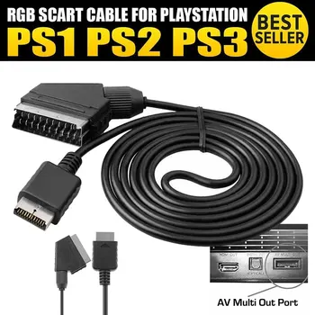 

1.8m RGB Scart Cable Compatible for Sony Playstation PS1 PS2 PS3 Console AV Cord Slim line Length of Cable TV Avline Adapters