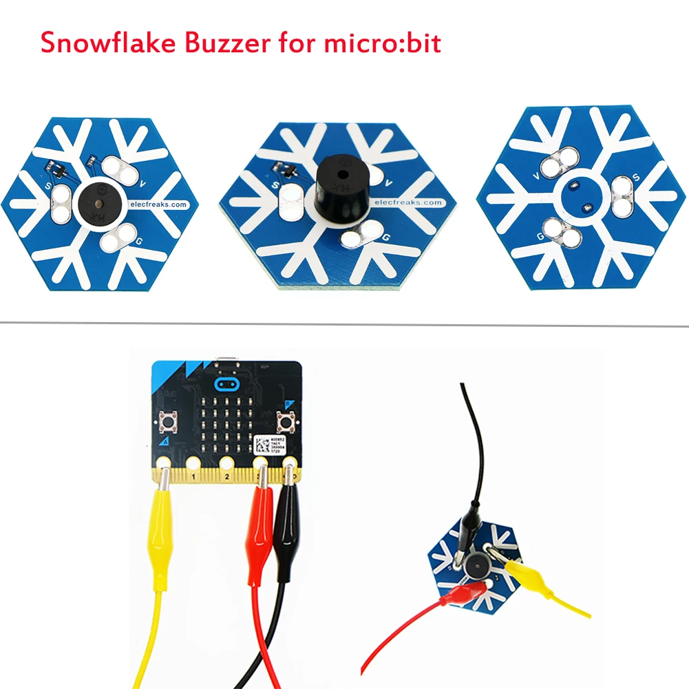 Рождественский подарок DIY для микро: немного крокодил клип Рождественская елка Радуга светодиодный зуммер Снежинка - Комплект: Snowflake Buzzer