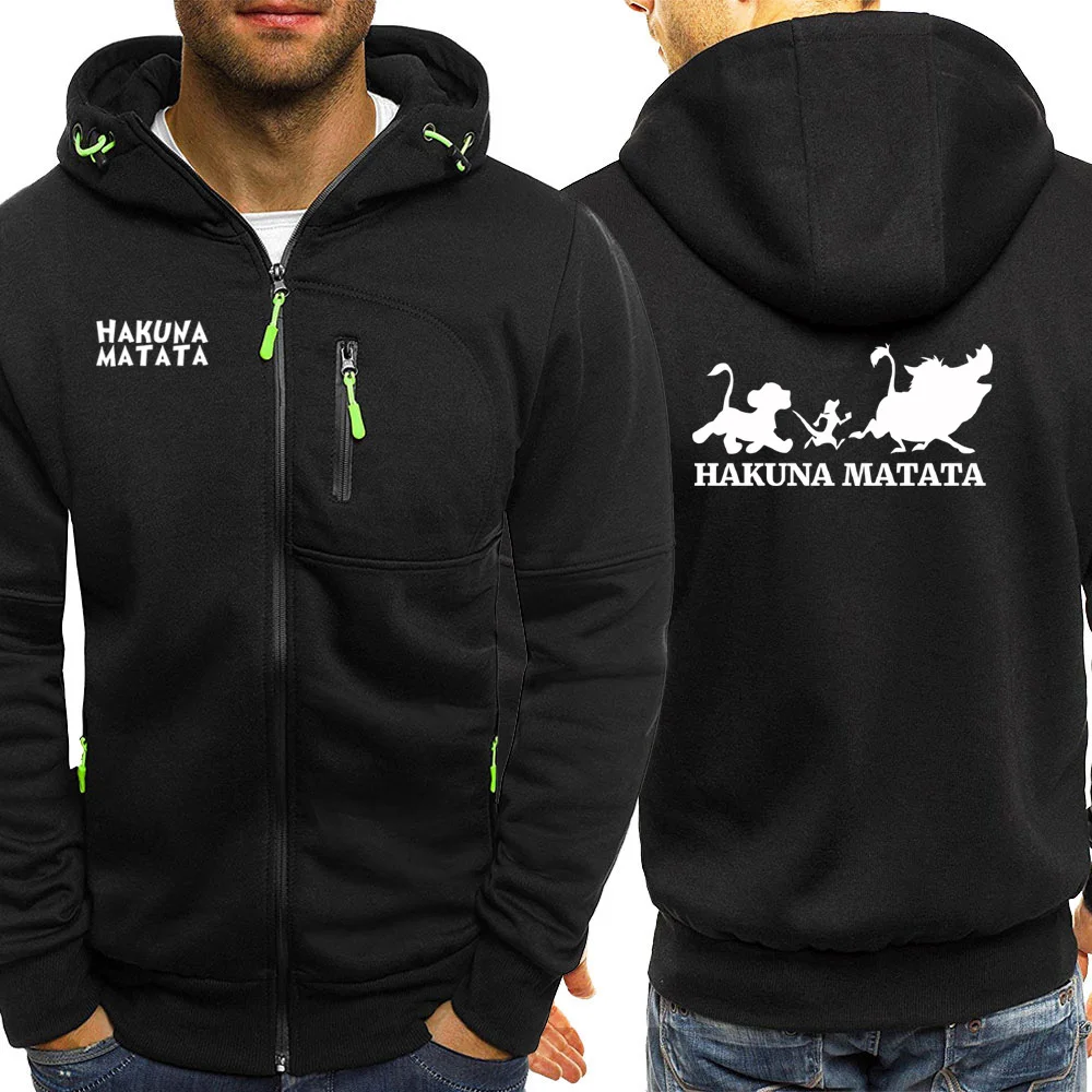 HAKUNA MATATA The Lion King Hooded Men Streetwear Autumn New Casual Jackets Zipper Cartoon Hoodie Male 1