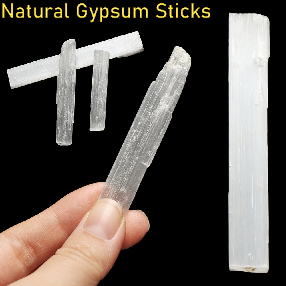 1 PC Irregular Shape Natural Gypsum Sticks DIY Jewelry Making White Selenite Wand Healing Stone Crystal Quartz Mineral Specimen | Дом и сад