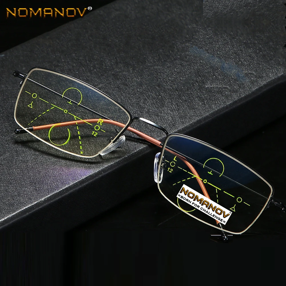 

Titanium Alloy Frame Blu Light Blocking Lens Men Women Progressive Multifocus Reading Glasses Add 75 100 125 150 175 200 To 400