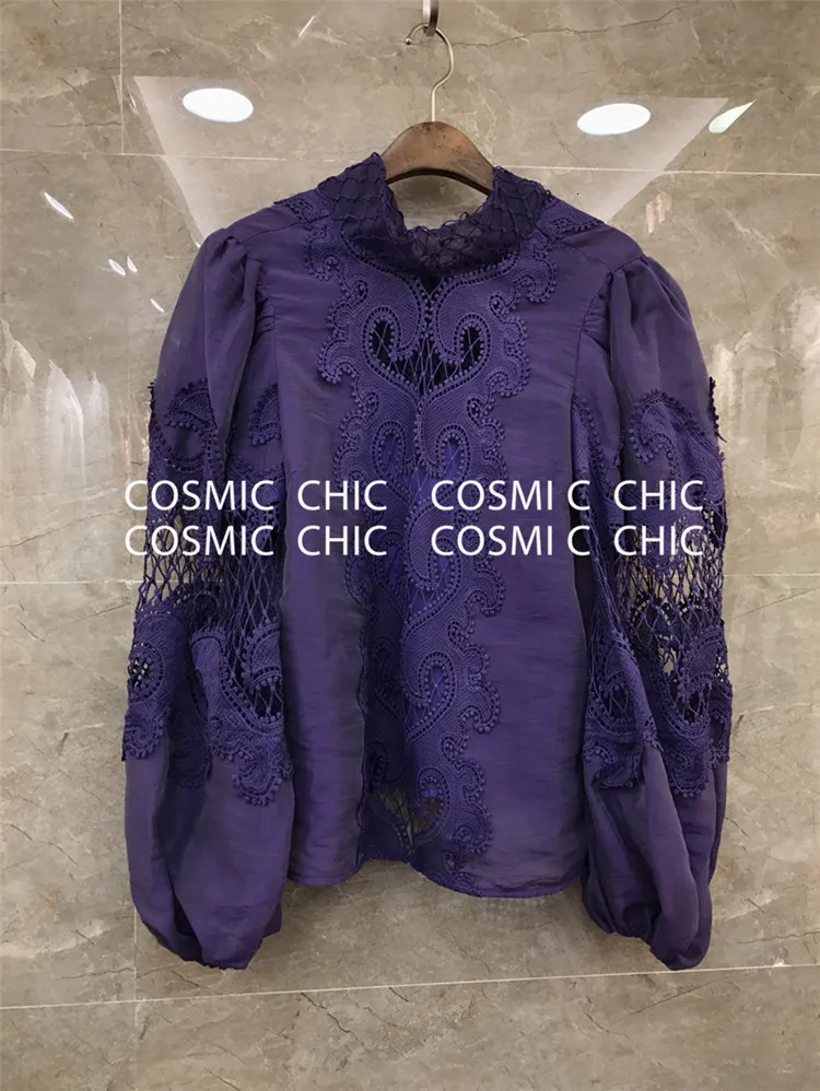 Cosmicchic, подиумная Праздничная юбка, комплект, элегантный фонарь, длинный рукав, открытая кружевная вышивка, блузка, нестандартные оборки, мини-юбка