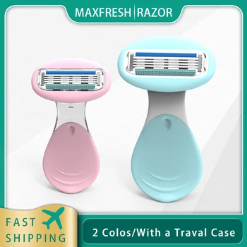 

MaxFresh 4-layer Safety Razor Blade Women Razor Whole Body Hair Removal Facial Shaver With a Travel Razor Case