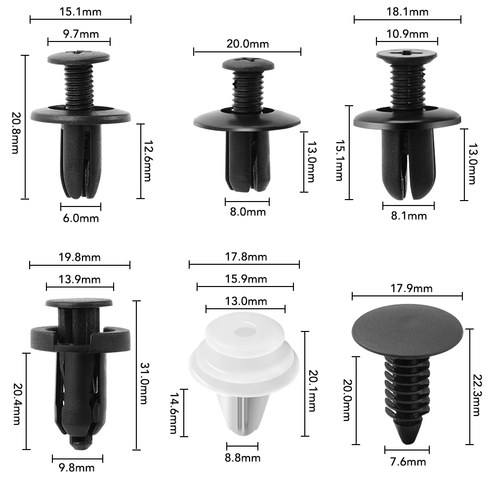 476X pièces Clips de fixation Rivet Clip Set Fixation de passage de roue  Moulure de garniture automatique