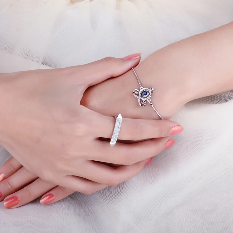JewelryPalace тыквы каретки 0.4ct создан сапфир регулируемый браслеты 925 пробы серебро Рождество украшения подарок для женщин