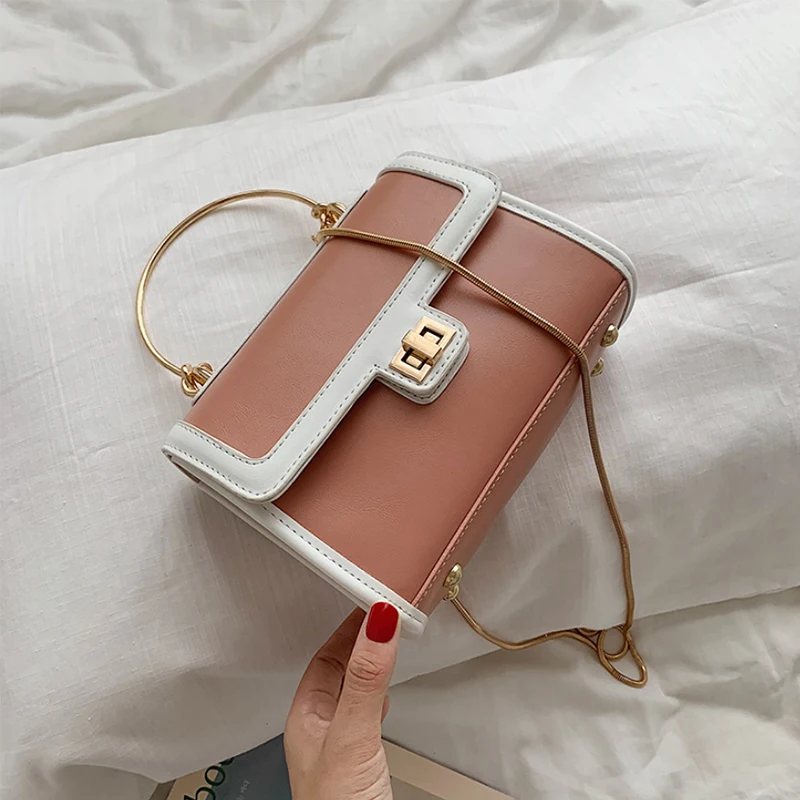 

FLAME HORSE British Fashion Simple Small Square Bag Women's Designer Handbag PU Leather Chain Mobile Phone Shoulder bags
