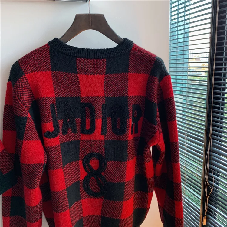 new autumn and winter heavy high-end family parent-child costume New Year Christmas vintage red and black check embroidery