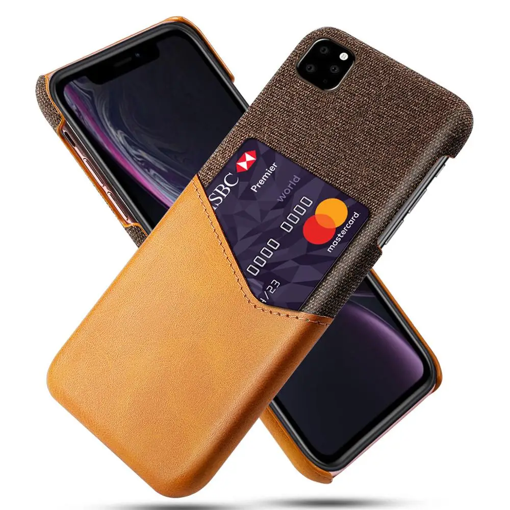 

Luxury Case for iPhone 11 2019 on iPhone 11 Pro Max Leather & Fabric Card Wallet Phone Case for iPhone 8 7 6s 6 Plus Back Cover