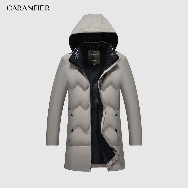 Зимнее пальто CARANFIER Мужская ветровка меховая утепленная куртка с капюшоном