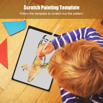 

Animals Scratch Painting Template DIY Scrapbooking Album Stencil Lace Ruler Hollow Out Stencil Stationery Children drawing paper
