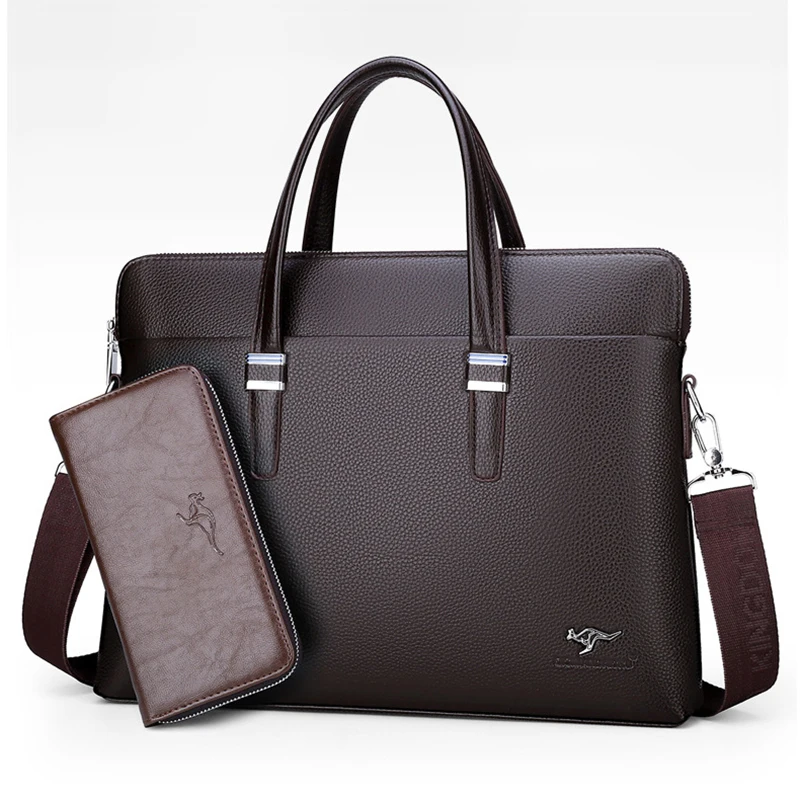 Новейшая кожаная мужская сумка люксовый бренд мужской портфель 14 дюймов Сумка для ноутбука модная мужская сумка через плечо водонепроницаемая сумка через плечо