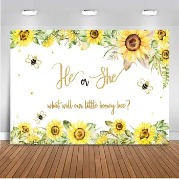 

Bee Gender Reveal Backdrop Boy or Girl Sunflower Bumblebee Photography Background Bee Baby Gender Reveal Party Decoration Banner