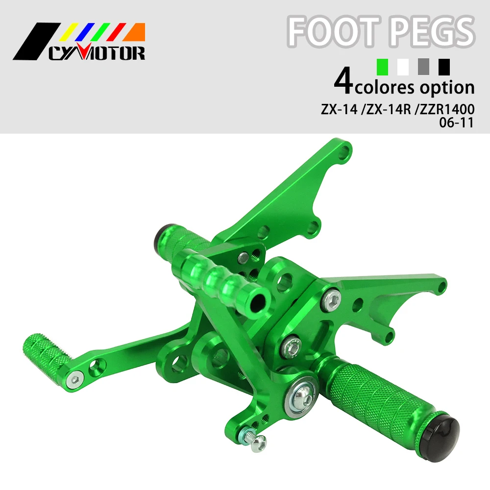 Мотоциклетные CNC регулируемые колышки для ног KAWASAKI ZX14R ZX 14R ZX-14R ZZR1400 2006 2007 2008 2009 2010