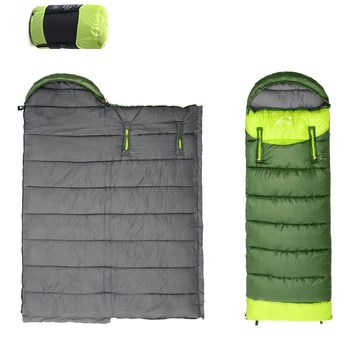 

Autumn Winter Envelope Hooded Outdoor Travel Camping Water-proof Thicken Spliced double Sleeping Bag Thermal Adult Bed Lazy Bag