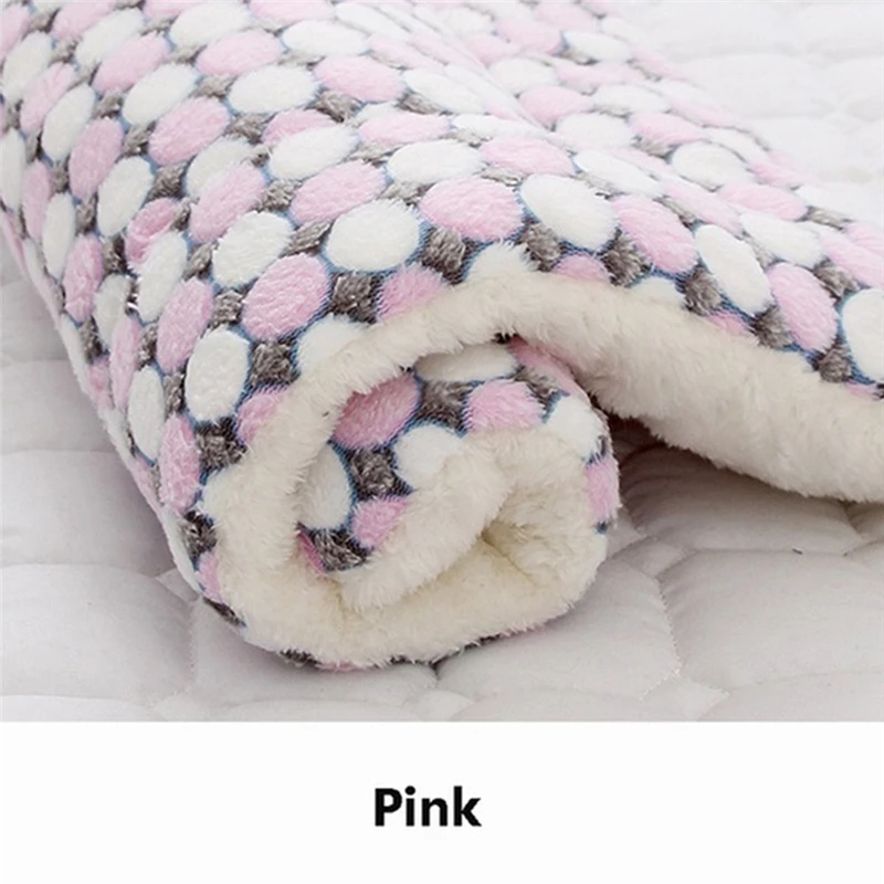 pink circle Мягкий фланелевый коврик для питомца, кровать для собаки, зимнее плотное теплое одеяло для кошки, собаки, щенка, спальный чехол, полотенце, подушка для маленьких, средних и больших собак - Цвет: pink circle