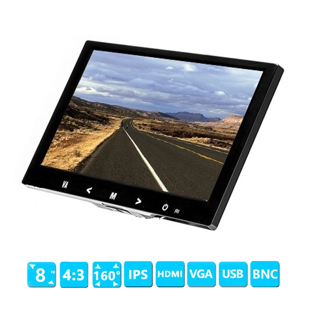 Mini TV View Computer Security Display HDMI VGA AV BNC input Car Monitor 8 inch TFT LCD monitor For Rear View Reverse Camera