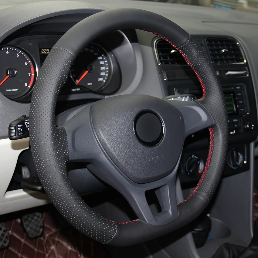 Черные кожаные чехлы рулевого колеса автомобиля для Volkswagen Golf 7 Mk7 новые Polo Авто рулевые чехлы