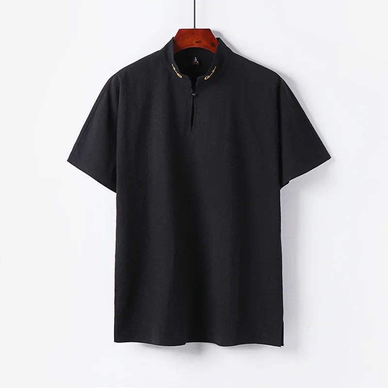 

New Chinese Style Large Size M-6XL Men's Summer Fashion Casual Loose V-neck Kimono Short Sleeve T-shirt Man T-shirts Top 5XL 6XL