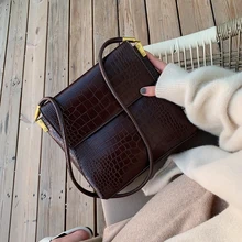 В стиле ретро; Модные женские квадратные сумка Высокое качество кожи Для женщин дизайнерская сумка под крокодиловую кожу на плечо Курьерские сумки