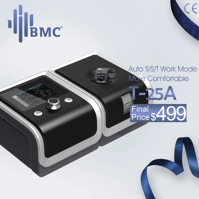 BMC GII BPAP T-25T Электрический Дыхательный Аппаратдля терапий здравоохранения с Пульсоксиметром и Маской S/M/L трубкой и Увлажнителем - изображение