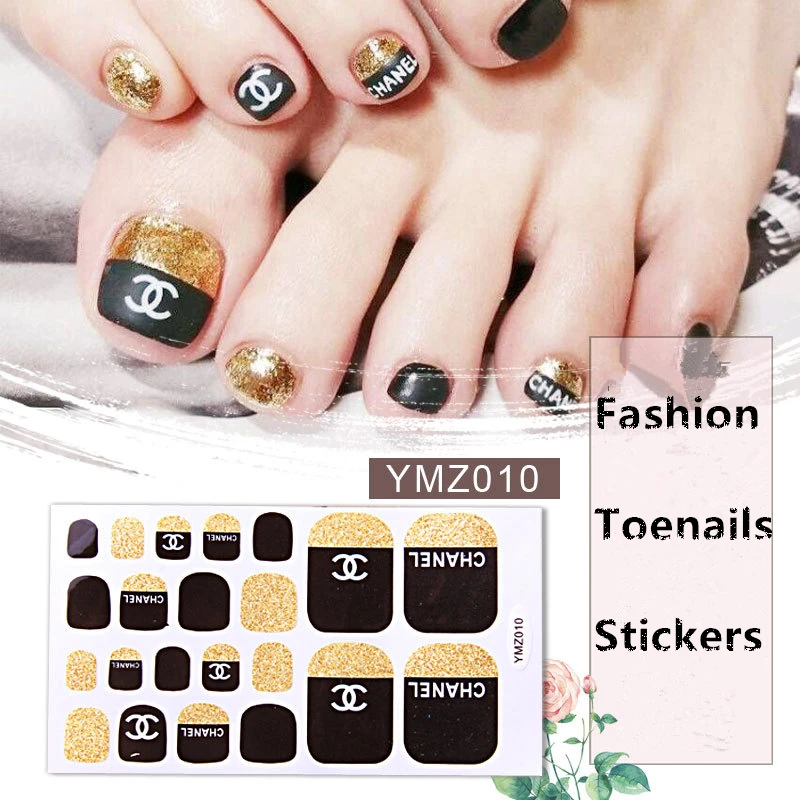 22tips/sheet Toe Nail Stickers Fashion Toe Nail Wraps Nail Art Full Cover Adhesive Foil Stickers Manicure Decals - Цвет: YMZ010