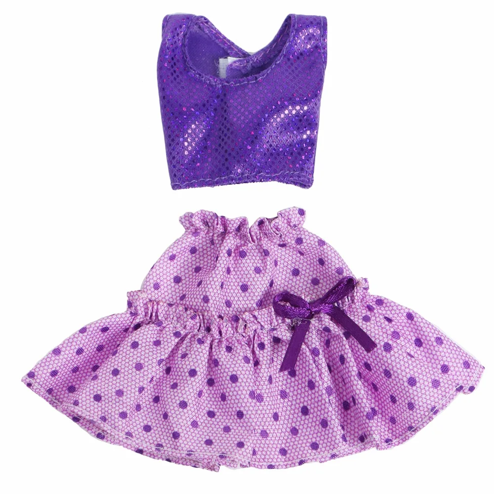1 комплект, модный наряд, фиолетовый жилет с блестками, блузка, рубашка, куклы, юбка с бантом, аксессуары для кукол, Одежда для куклы Барби
