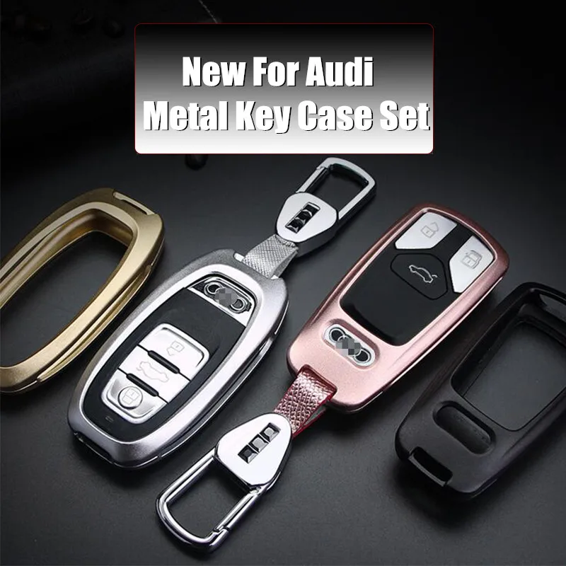 Car Auto Remote Metal Key Case Holder Cover With Key Chain For Audi A4L/A6L/Q5L/A3/Q3/Q7/A5A8