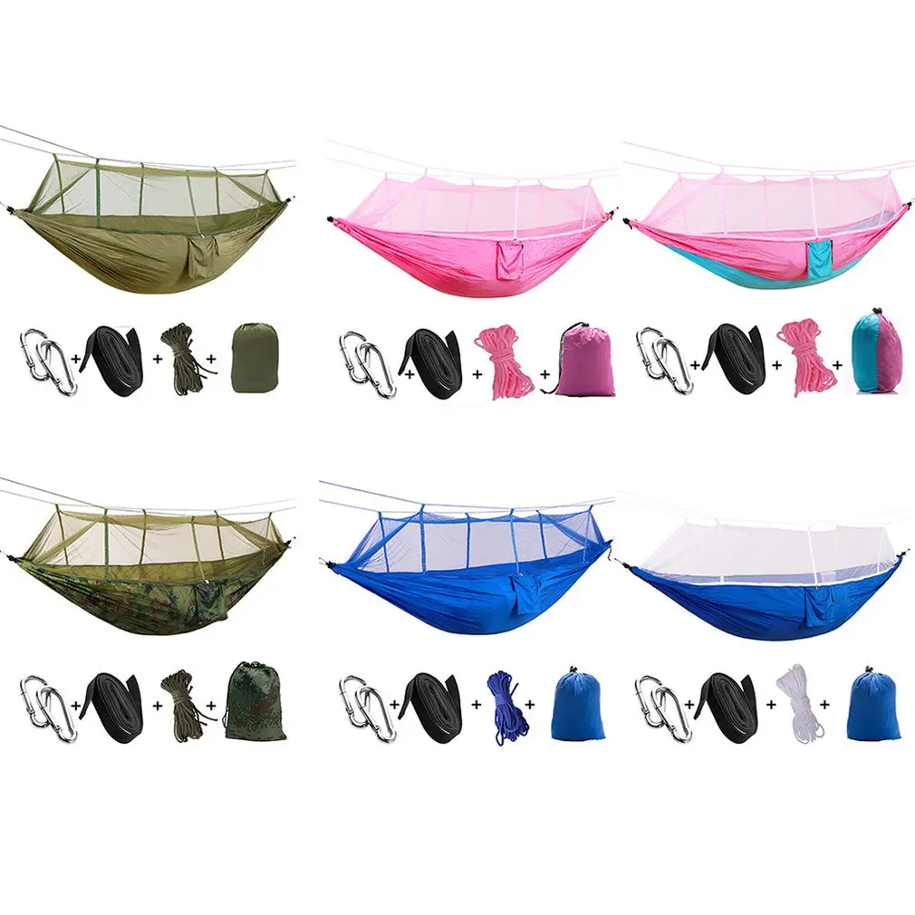 Outdoor Parachute Cloth Hammock With Mosquito Net Ultra Light Nylon Double Outdoor Camping Aerial Tent