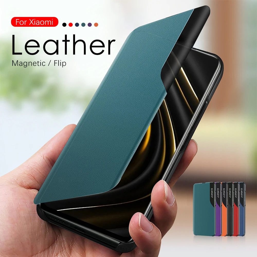 Luxury Smart View Magnetic Flip Case For Xiaomi Poco M3 X3 NFC Pocom3 Pocox3 Mi PocoPhone X M 3 Stand Leather Phone Cover Coque